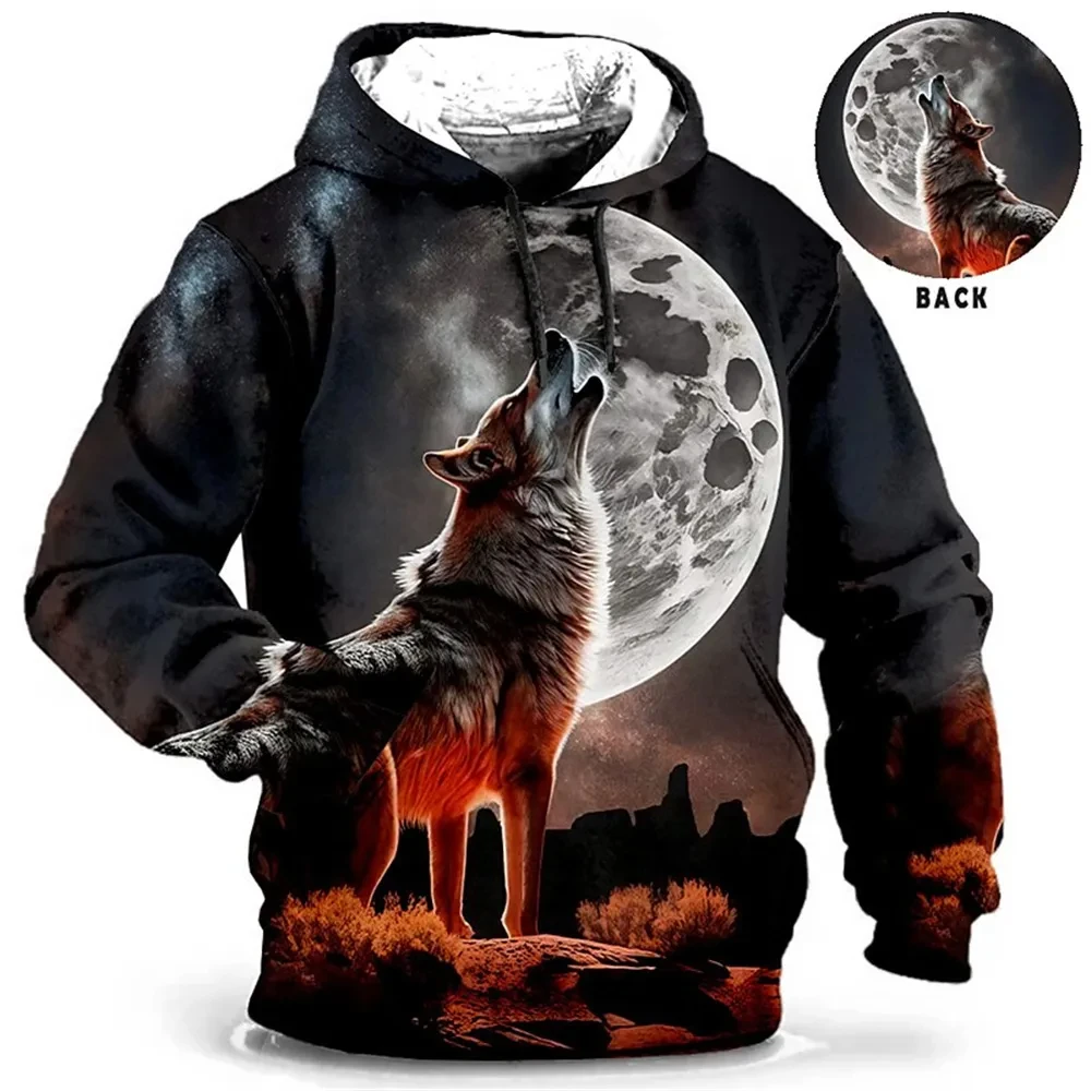 Top Trends: Vintage Hoodies For Men Wolf Animal Pattern 3d Print Eagle Leopard Tops Autumn Winter Casual Long Sleeve Oversized Tiger Hooded Shoppable Styles