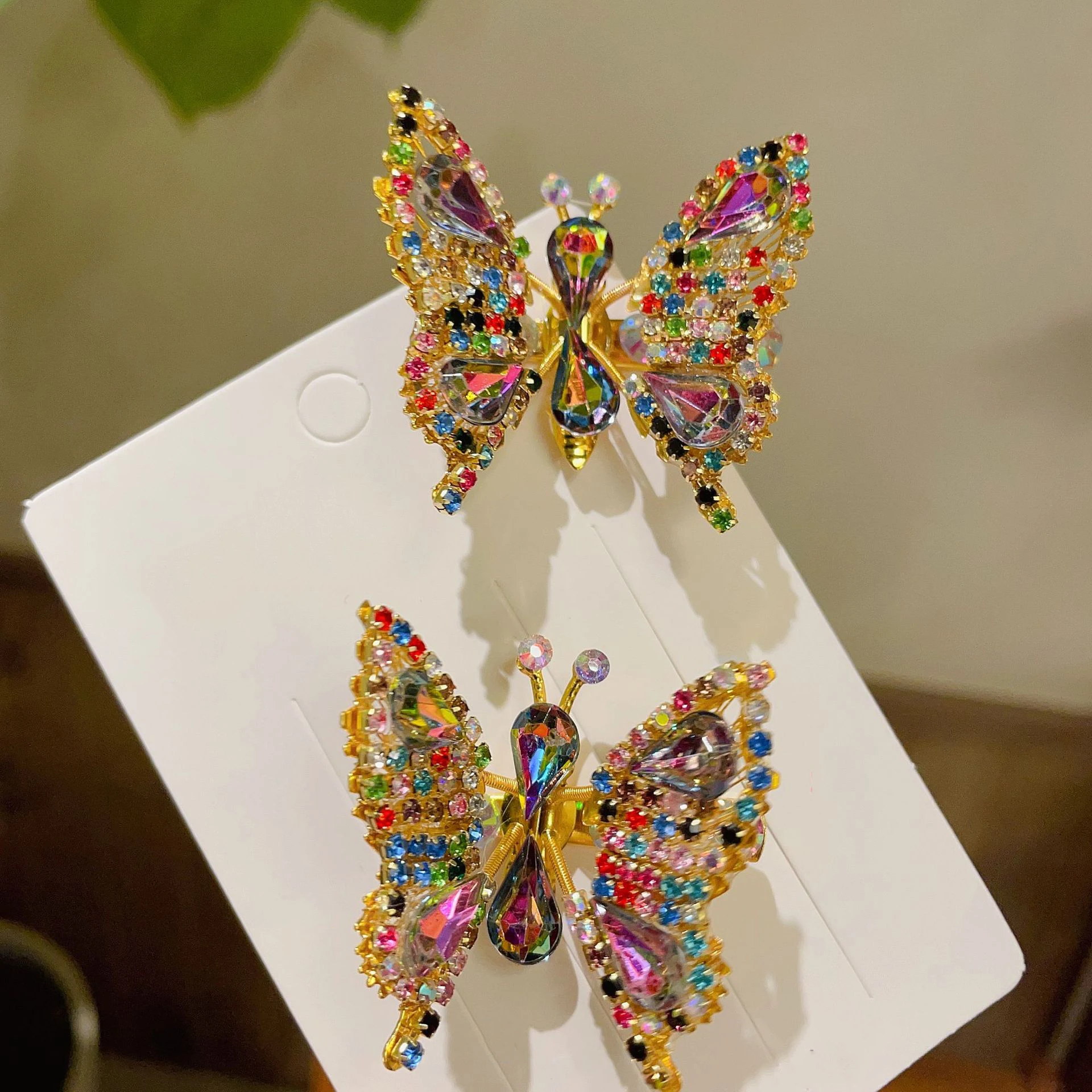 Top Trends: Shiny Multicolor Rhinestone Movable Butterfly Hairpin Wholesale Cute Duck Clip Girls Headwear Nice Birthday Gift For Daughter Shoppable Styles