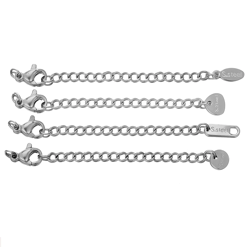 Top Trends: 10pcs Stainless Steel Extension Extended Tail Chains Lobster Clasps Connectors DIY Jewelry Making Findings Bracelet Necklaces Shoppable Styles - Image 3