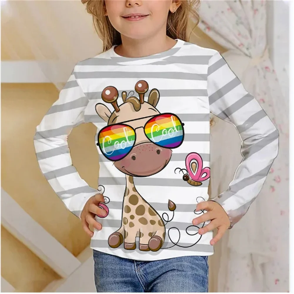 Top Trends: Long Sleeve Tshirt For Girls Teens Giraffe With Sunglasses Funny Print Autumn 2023 Fashion Kids Clothing 18 Styles Shoppable Styles