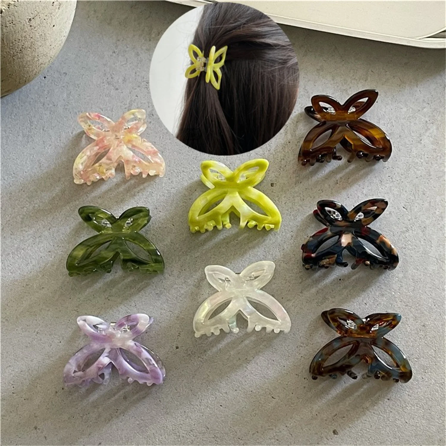 Top Trends: Small Hair Claw Butterfly Acrylic Hairpins Crab Bath Hair Clip 8 Color Hair Claws Hair Accessories Butterfly Hair Claws Hairgrip Shoppable Styles