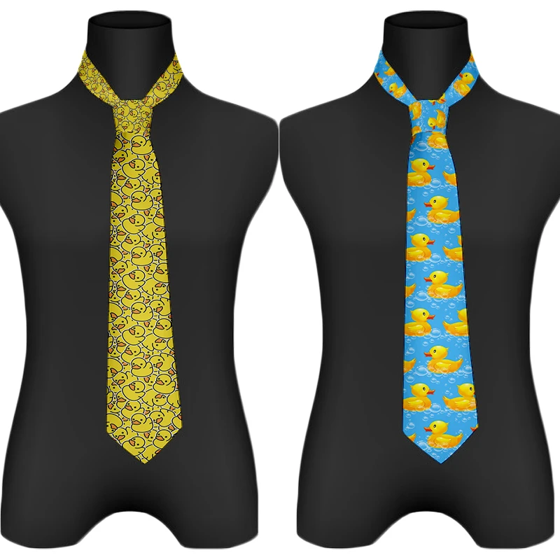 Top Trends: Men's Classic Skinny Tie Fashion Colorful Cartoon Yellow Printed Polyester 8cm Width Necktie Party Cosplay Gift Accessory Shoppable Styles