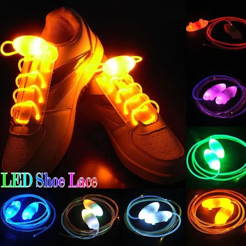 Top Trends: 1Pair LED Sport Shoe Laces Luminous Shoelaces Shoe Strings Round Flash Light Shoelace Batteries Glowing In The Dark LED Shoelace Shoppable Styles