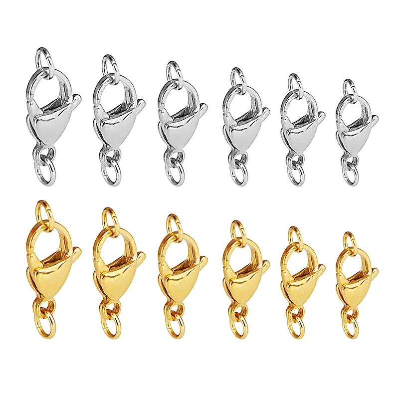 Top Trends: 30pcs / lot Gold Stainless Steel Lobster Clasp With Jump Rings Hooks Connectors For Necklace Bracelet Diy Jewelry Making Supplies Shoppable Styles