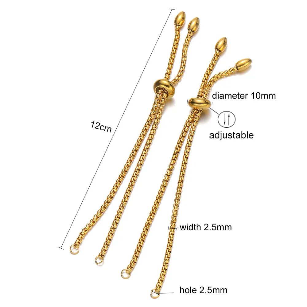 Top Trends: 6Pcs 3Pcs Adjustable Slider Chain Stainless Steel Chain For DIY Jewelry Making Loops Connector Charms Bracelets Shoppable Styles - Image 2