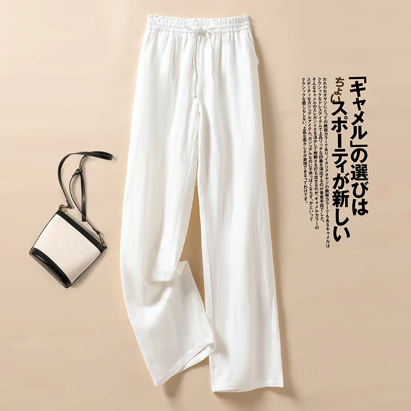 Top Trends: Vintage Summer Cotton Linen Wide Leg Pants Women Trousers Bottoms Casual High Waist Black White Beige Yoga Sports Sweatpants Shoppable Styles