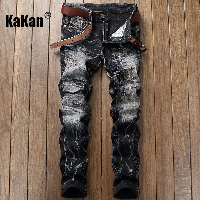 Top Trends: Kakan - European And American Old Slim Straight Men&#039;s Jeans, New Vintage Jeans Men&#039;s Pocket Decoration K02-9890 Shoppable Styles