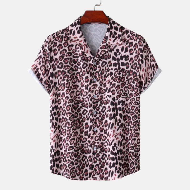 Top Trends: Pink Leopard Print Mens Shirts Lapel Neck Loose Button Up Blouse Breathable Summer Streetwear Sexy Shirts Men Hawaiian Shirts Shoppable Styles - Image 6