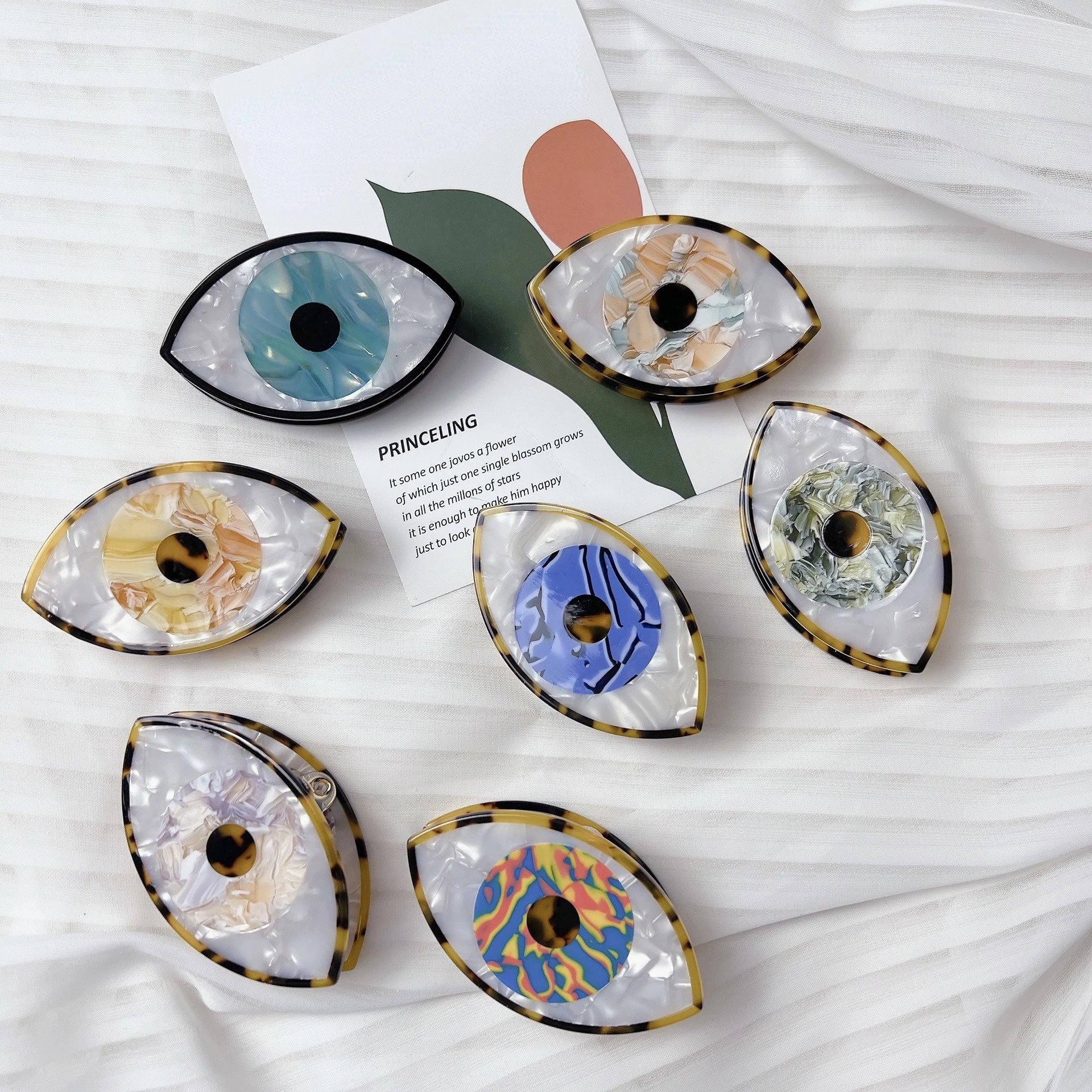 Top Trends: France Bohemian Multicolor Acetate Hair Claw Clips Evil Eye Hairpin For Women Girls Trendy Wacky Hair Accessories Shoppable Styles