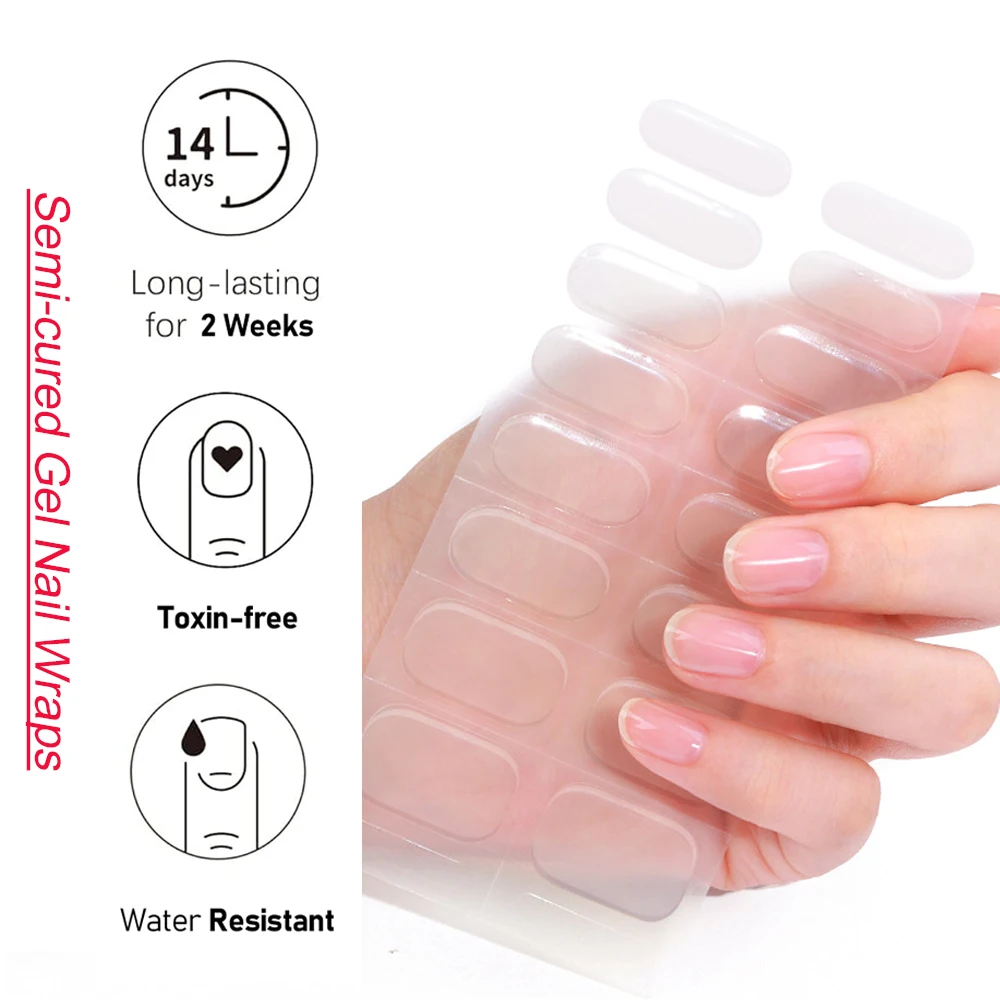 Top Trends: Semi Cured Gel Nail Strips Set - Pure Strength Clear Gel Sticker Transparent Crystal Clear Gel For Sheer Polish UV Sticker Wraps Shoppable Styles