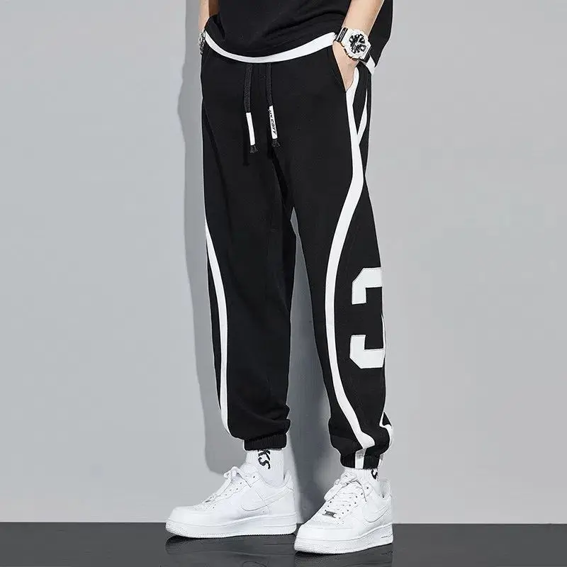 Top Trends: Korean Autumn Winter Fashion Casual Sports Pants Men Color Blocking Digital Pocket Patchwork Drawstring Fleece Straight Trousers Shoppable Styles