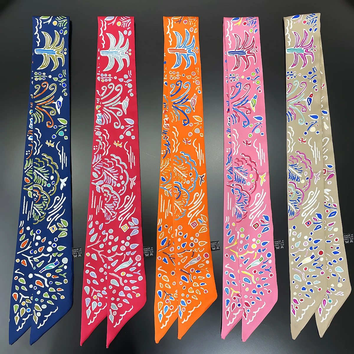 Top Trends: 2023 New Hand Drawn Women Scarf Luxury Brand Silk Scarf Fashion Headband Foulard Skinny Hair Bag Scarves Design Neckerchief Shoppable Styles