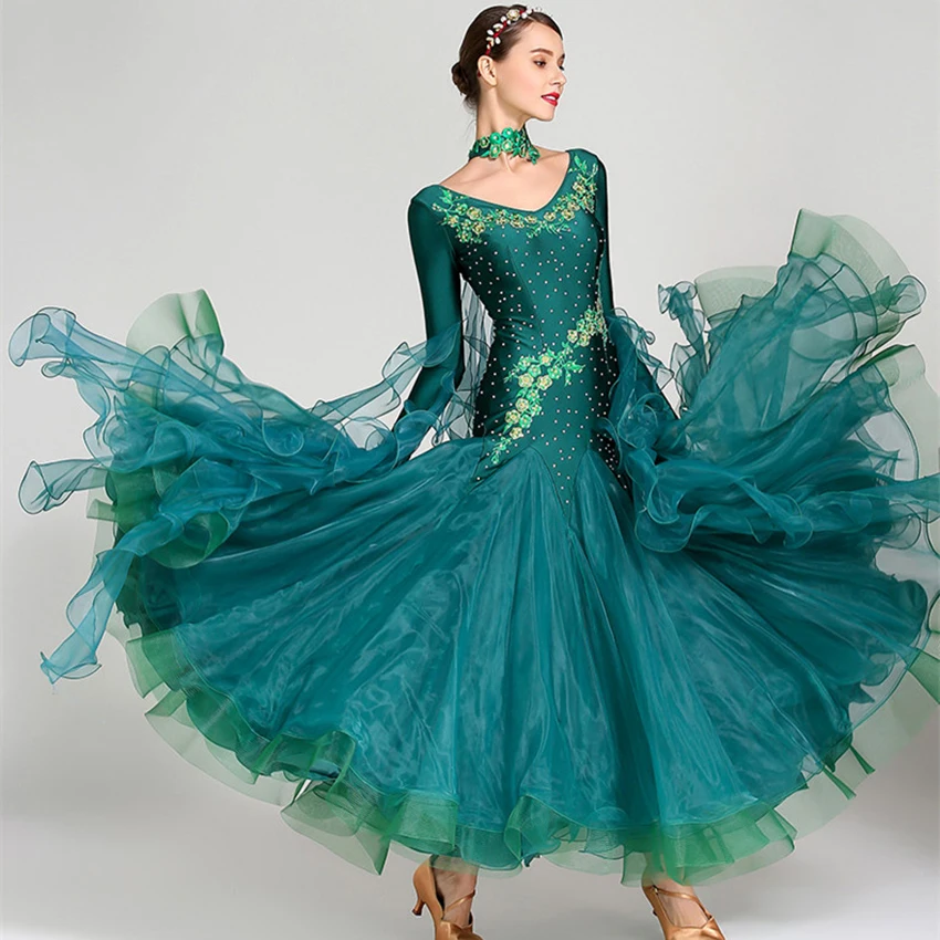 Top Trends: Standard Ballroom Dance Dresses Of High Quality Long Sleeve Flamenco Dancing Skirt Women Cheap Stage Waltz Ballroom Dress Shoppable Styles - Image 3