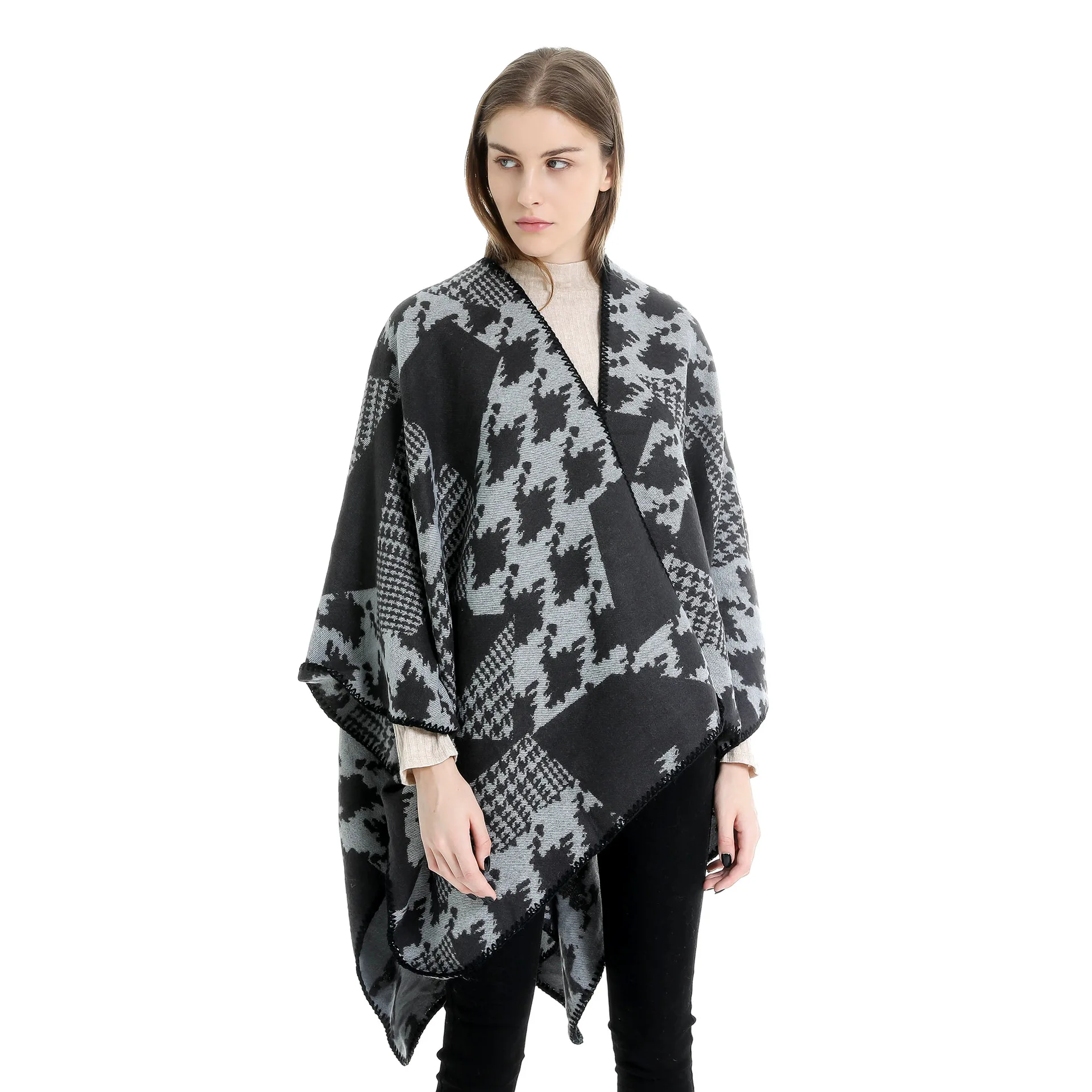 Top Trends: Women Cashmere Feel Shawl Lady Swallow Gird Winter Cape Spring Fall Retro Cardigan Classic Houndstooth Cloak Soft Large Blanket Shoppable Styles