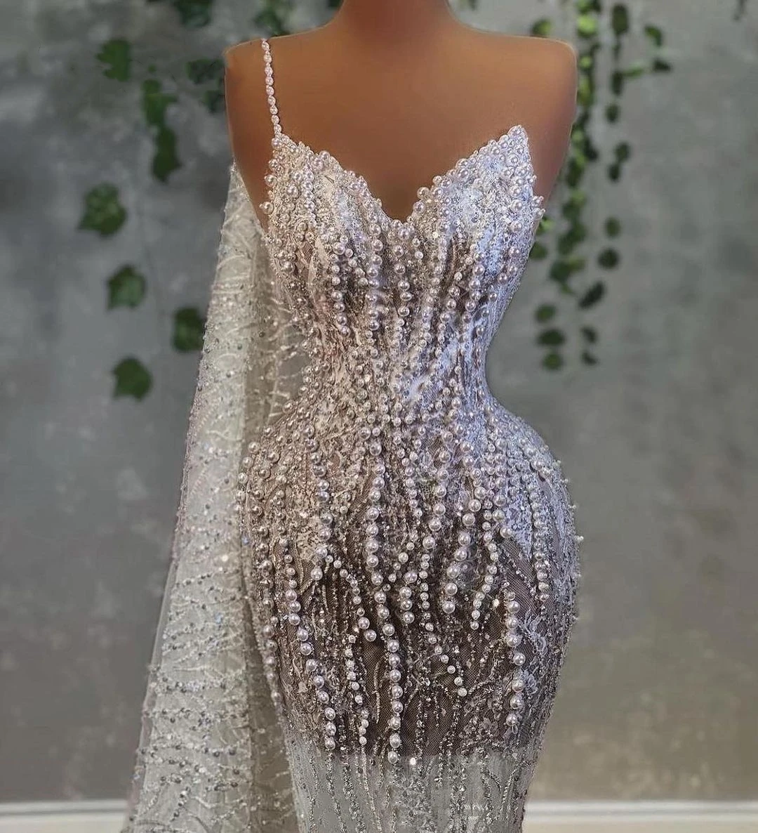 Top Trends: See Through Pearls Sequins Wedding Dress Beading Cape Sleeves Mermaid Bridal Gowns Custom Made Vestido De Novia Shoppable Styles