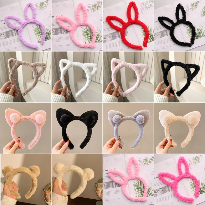 Top Trends: Korea Simple Hairbands Soft Cute Cat Ears Face Wash Makeup Mask Facial Hair Tie Headband For Women Girl Fashion Hair Accessories Shoppable Styles