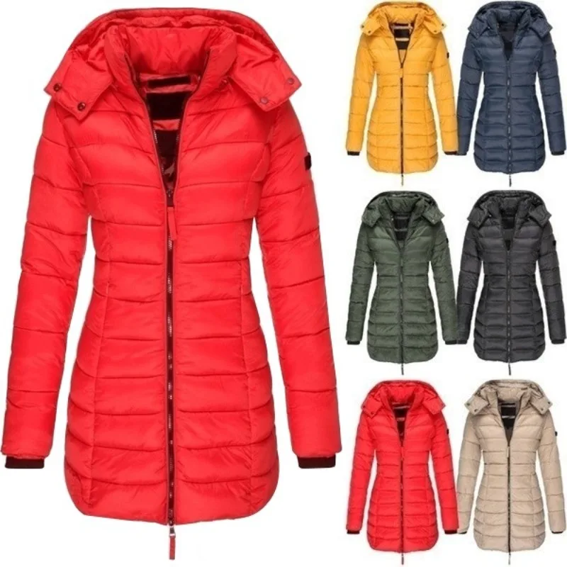 Top Trends: Winter Women's Long Hooded Cotton Down Jacket Coat Down Jacket Thickened Warm Jacket Shoppable Styles