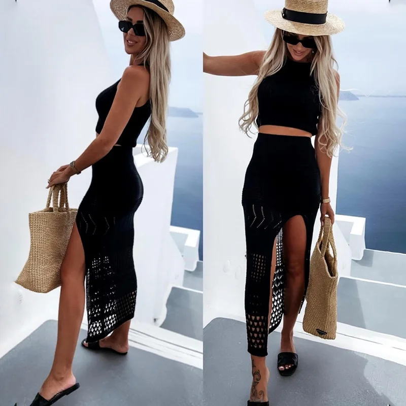 Top Trends: European And American Women's Split Buttocks Skirt Top Sleeveless Two-piece Dress Summer платье Two Piece Sets Womens Outifits Shoppable Styles - Image 2