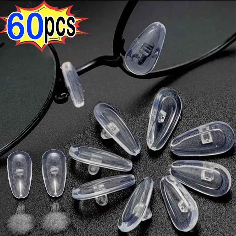 Top Trends: 60pcs Air Chamber Clear Oval Eyeglass Nose Bracket Silicone Nose Pads Eyewear Bracket Anti-drop Sunglasses Glasses Accessories Shoppable Styles