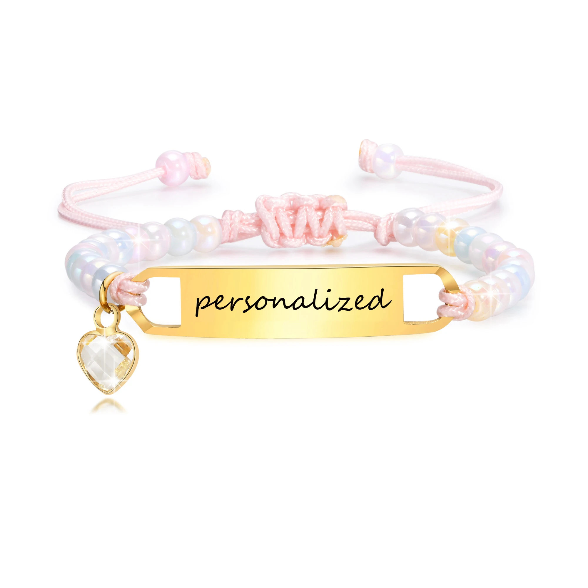 Top Trends: Personalized Enrgave Name Bar ID Bracelet For Baby Child, Charms Zirconia Handmade Braided Bracelet, New Born Girls Birthday Gift Shoppable Styles