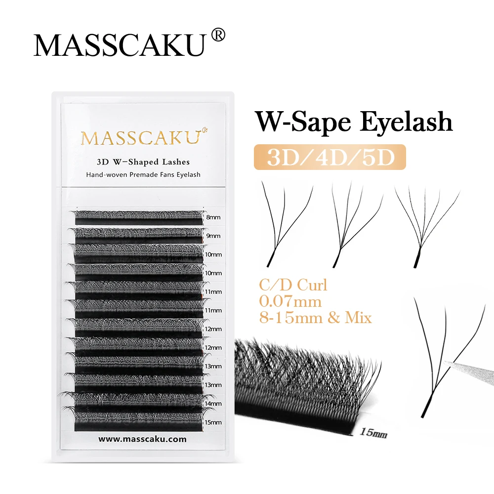 Top Trends: MASSCAKU W Shape 3D 4D 5D Premade Volume Easy Fans Nature Soft Light Individual Lashes Clover Bloom False Eyelashes Extension Shoppable Styles