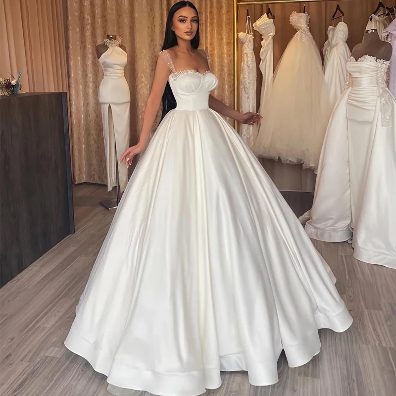 Top Trends: Eightree Sexy Wedding Dresses White Sweetheart Pearls Bride Dress Sleeveless A-Line Princess Wedding Evening Ball Gown Plus Size Shoppable Styles