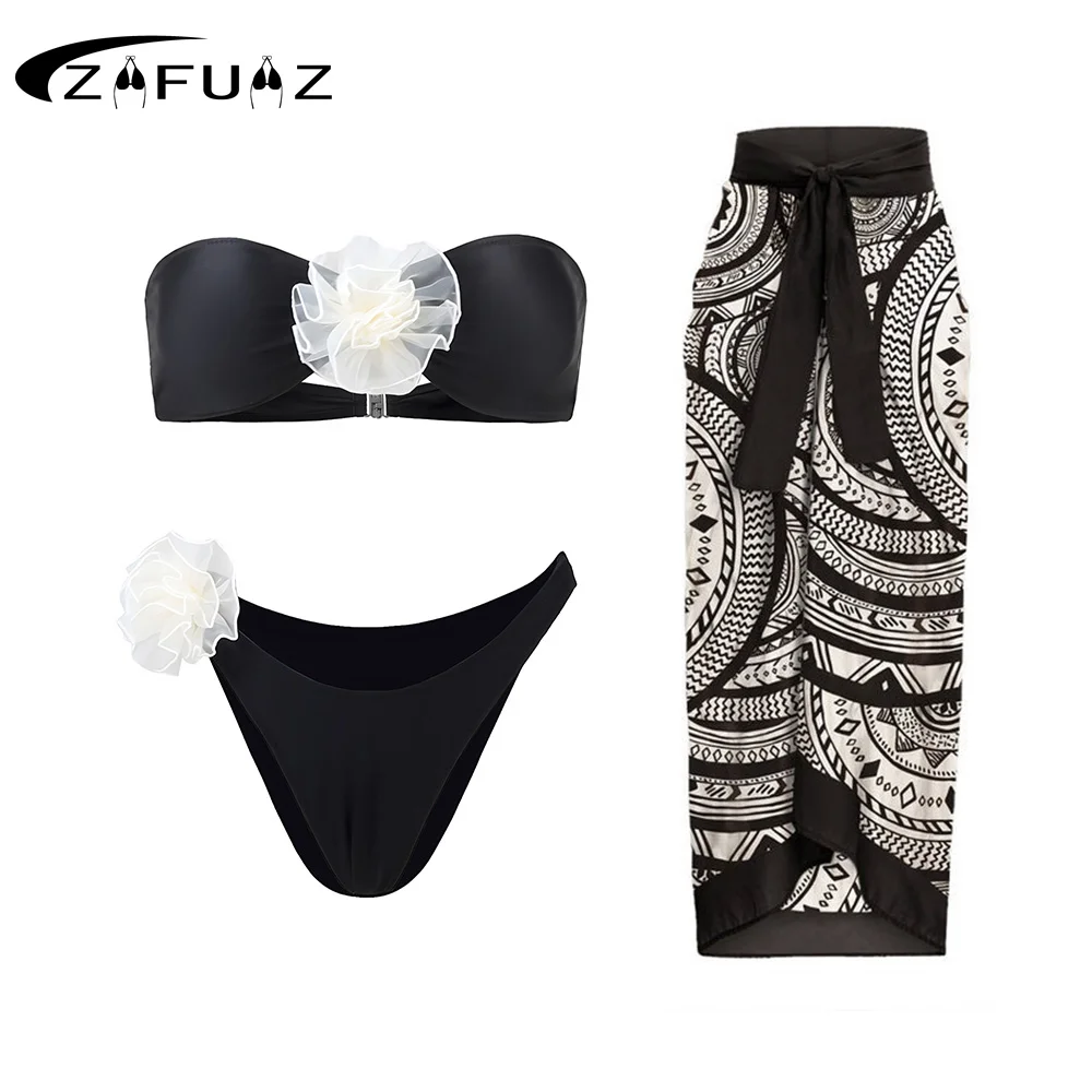 Top Trends: ZAFUAZ Push Up Bikini Swimwear Ruffled Floral Print Two Piece Bikinis Set Swimsuit Summer Skirt Desiger Bathing Suit Surf Wear Shoppable Styles