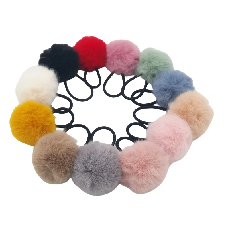 Top Trends: Imitation Rabbit Fur Hair Scrunchies Plush Elastic Hair Rubber Bands Winter Hair Accessories For Women Big Pompom Hairbands Shoppable Styles