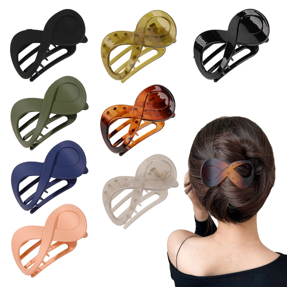 Top Trends: Trend PC Hair Clip Simple 8-shaped Infinity Styling Holder Shark Hair Claw Clip Hair Accessories For Women 2022 New Wholesale Shoppable Styles