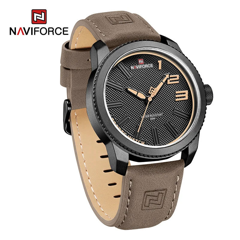 Top Trends: New Men Watch NAVIFORCE Original Simple Genuine Leather Man Wristwatches 3ATM Waterproof Business Quartz Clock Relogio Masculino Shoppable Styles