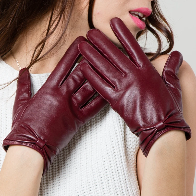 Top Trends: GOURS Winter Real Leather Gloves Women Black Genuine Goatskin Gloves Fashion Bow-knot Soft Fleece Lined Warm Mittens New GSL002 Shoppable Styles