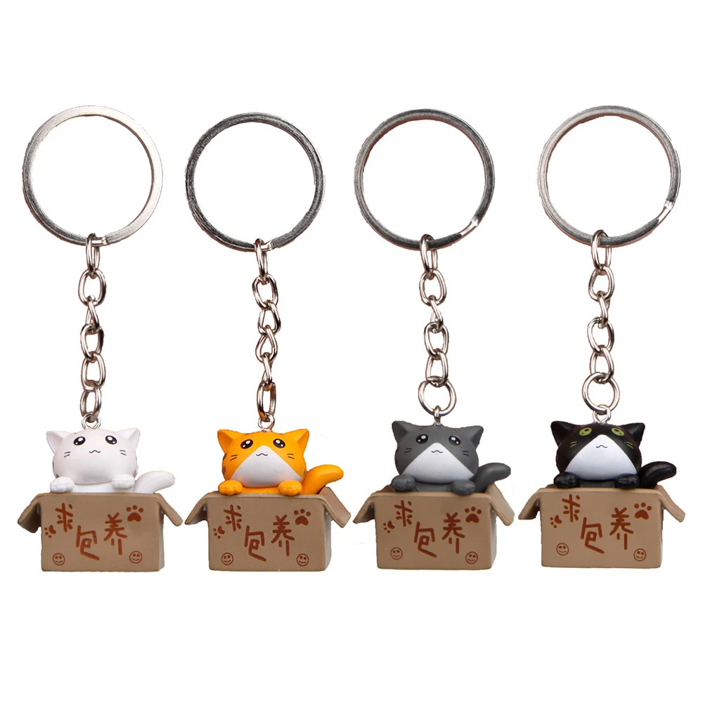 Top Trends: Cartoon Cute Cat Keychain Creative Box Key Ring Car Key Holder Women Bag Pendant Kawaii Key Accessories Shoppable Styles