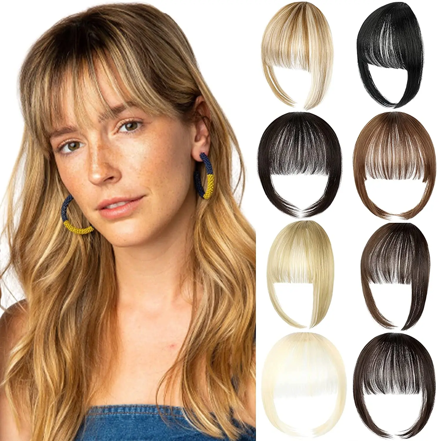 Top Trends: SHANGZI Clip On Bangs Hair Extension Synthetic Wig Fake Fringe Natural Hair False Bangs Ash Blonde Air Hand Woven Fake Hair Shoppable Styles