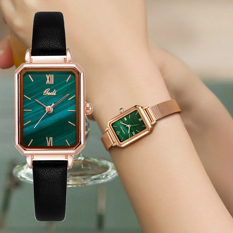 Top Trends: Luxury Green Watch Simple Fashion Watch Ladies Originality Retro Small Square Plate Fashion Watch Waterproof Quartz Watch Shoppable Styles