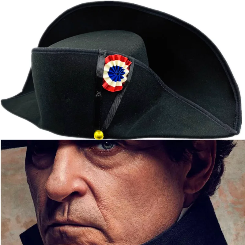 Top Trends: Napoleon French Admiral Captains Bicorne Hat Cosplay Woolen Cap Black Men Adult Prop Accessories Shoppable Styles