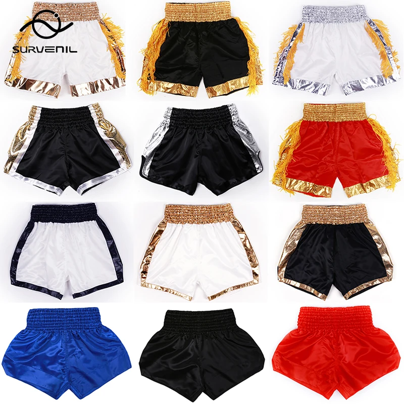 Top Trends: Muay Thai Shorts Plain Gold Tassels Boxing Shorts Womens Mens Kids Satin Kickboxing Fight Pants Grappling Martial Arts Clothing Shoppable Styles