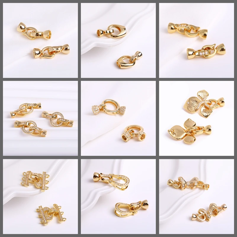 Top Trends: 18K Gold Plated Inlaid Zircon Round Pearl Clasp Fastener DIY Bracelet Necklace Making Accessories Jewellery Making Supplies Shoppable Styles - Image 6