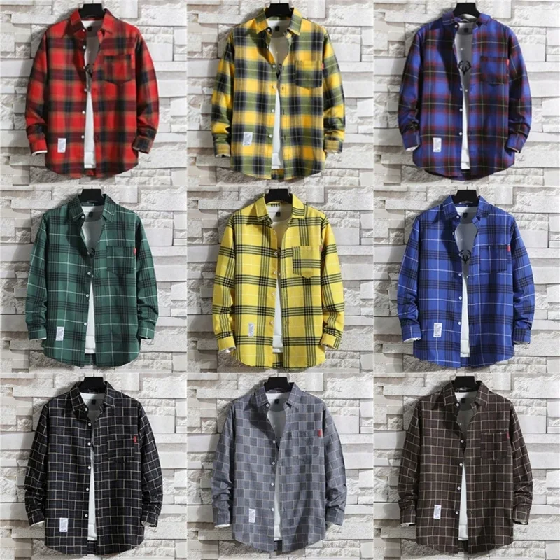 Top Trends: Ins Plaid Shirt Men&#039;s Outer Wear Trend All-match Long-sleeved Shirt Shoppable Styles