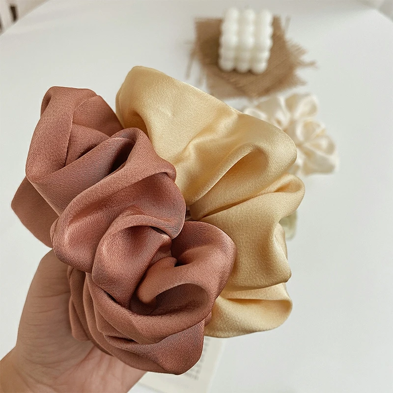 Top Trends: Oversized Hair Scrunchies For Women Solid Satin Silk Scrunchie Hair Rubber Bands Elastic Hair Ties Accessories Ponytail Holder Shoppable Styles - Image 5