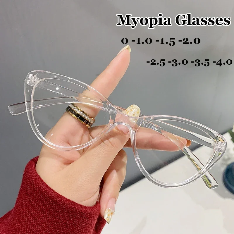 Top Trends: Ladies Cat Eye Myopia Glasses Anti Blue Light Blocking Computer Minus Eyeglasses Finished Men Optical Near Sight Eyewear Diopter Shoppable Styles