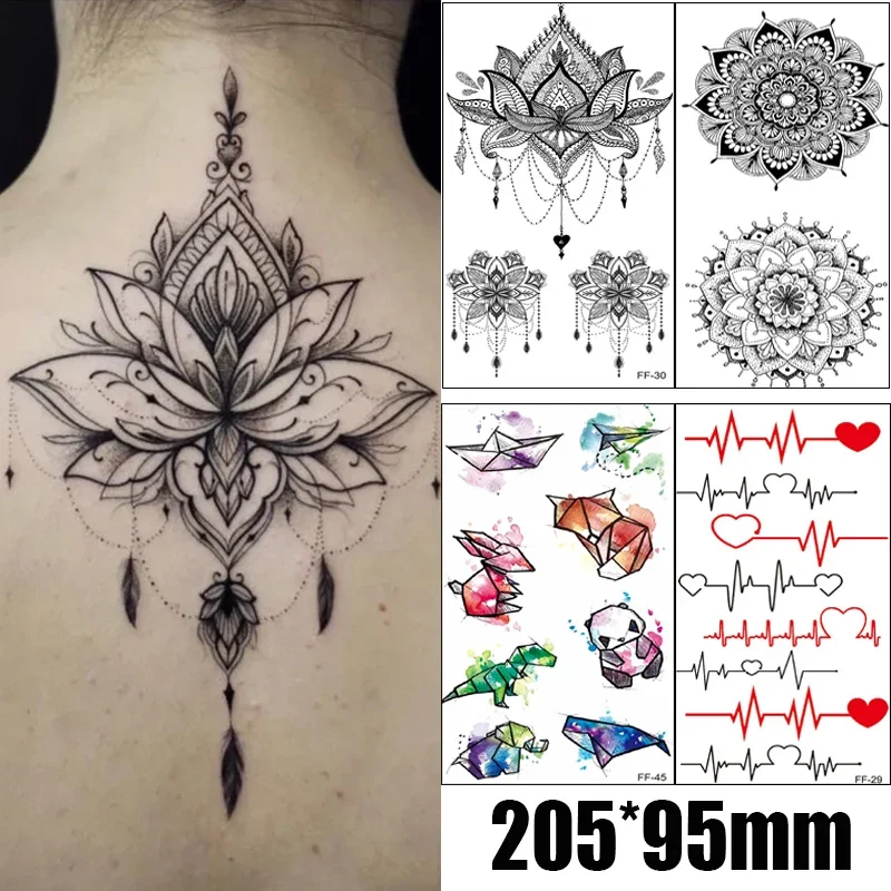 Top Trends: 1PC Waterproof Temporary Tattoo Stickers Panda Wind Chimes Chest Lace Mandala Tattoos Flower Body Art Arm Fake Tatoo Women Men Shoppable Styles