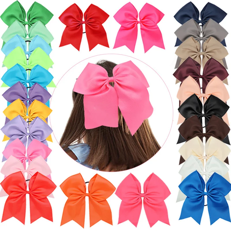 Top Trends: 8&#039;&#039; Large Elastic Hair Bows Head Rope Bands Grosgrain Ribbon Hair Ties Boutique Bow Tie For Girls Headwear Hair Accessories Shoppable Styles