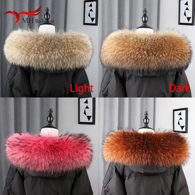 Top Trends: 100% Real Natural Raccoon Fur Scarf Women Winter Fashion Luxury Warm High Quality Fur Collar For Coat Strip Hooded Large Muffler Shoppable Styles