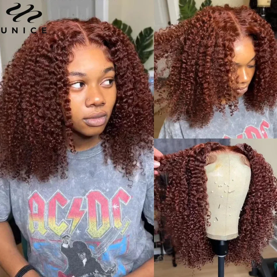 Top Trends: 7x5 Bye Bye Knots Glueless Wear Go Lace Wig Pre Cut Lace Closure Wig Human Hair Reddish Brown Color Kinky Curly Wigs For Women Shoppable Styles