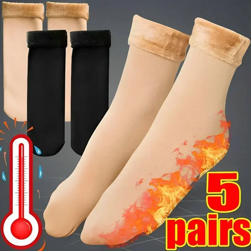 Top Trends: 5 / 4 / 2 / 1Pairs Women Men Winter Socks Warm Thicken Thermal Snow Boots Floor Socks Soft Velvet Wool Cashmere Sock Shoppable Styles