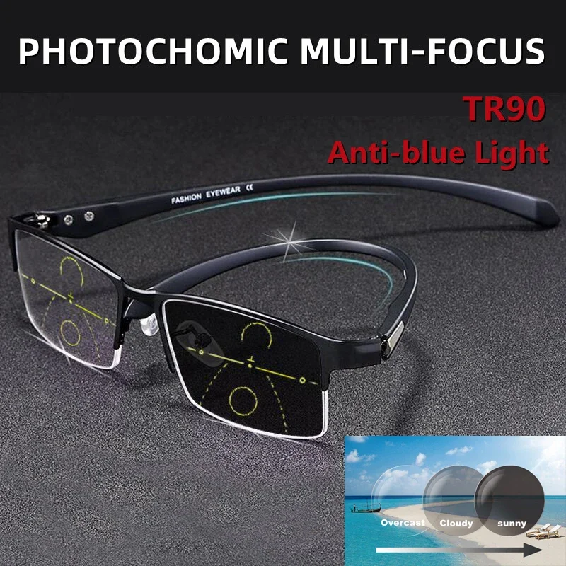 Top Trends: TR90 Titanium Multifocal Reading Glasses Photochromic Men Women Progressive Bifocal Anti Blue Ray UV Protect Presbyopic Glasses Shoppable Styles