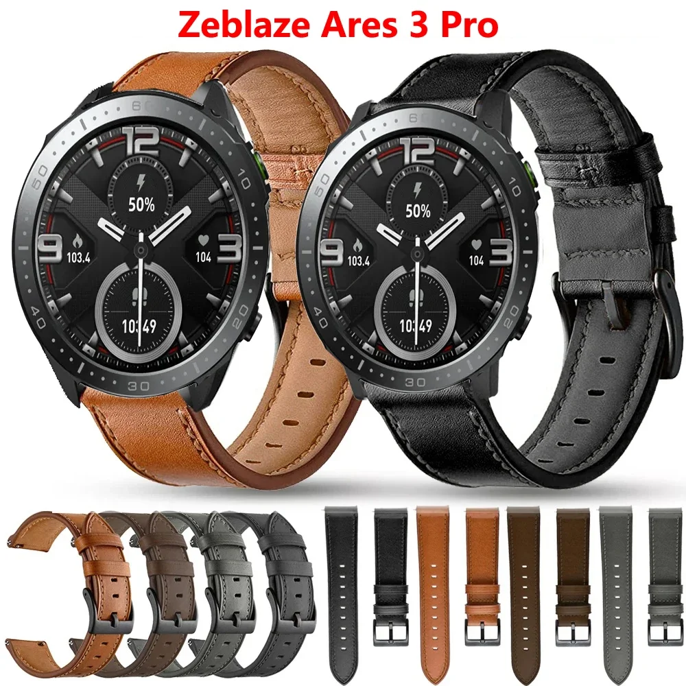 Top Trends: 22mm Leather Strap Watchband For Zeblaze Ares 3 Pro Smart Wriststrap Quick Releas Bracelet For Vibe 7 Pro Watches Accessories Shoppable Styles