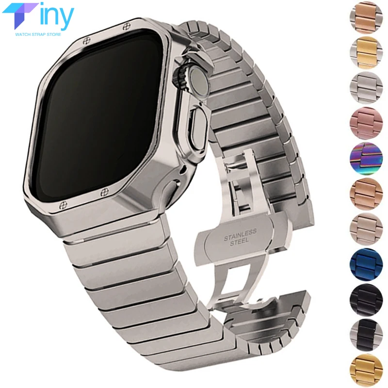 Top Trends: Stainless Steel Strap+ Case For Apple Watch Band 49mm 44mm 41mm 45mm 42mm 40mm TPU Cover IWatch Ultra 2 Series 9 8 7 6 5 4 3 SE Shoppable Styles