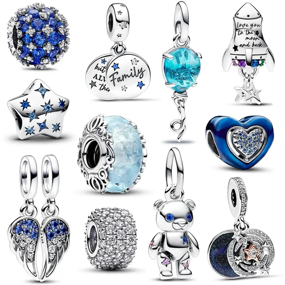 Top Trends: Authentic 925 Sterling Silver Blue Crystal Enamel Heart Charm Fit Pandora Bracelet Friend Surprise Birthday Jewelry Beads Gift Shoppable Styles