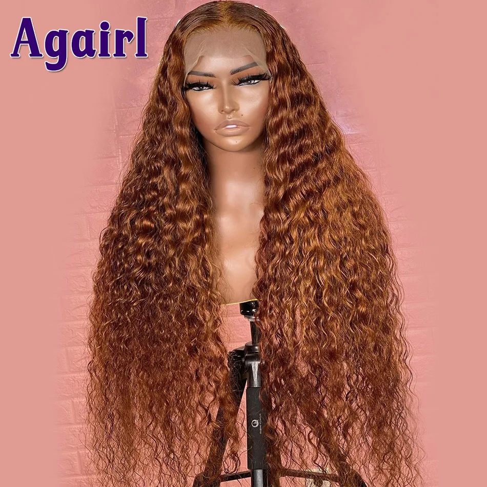 Top Trends: 32 Inch 200% Density Ginger Brown Water Wave Lace Frontal Wig Copper Brown Brazilian Virgin 13x4 13X6 Lace Front Human Hair Wigs Shoppable Styles - Image 5